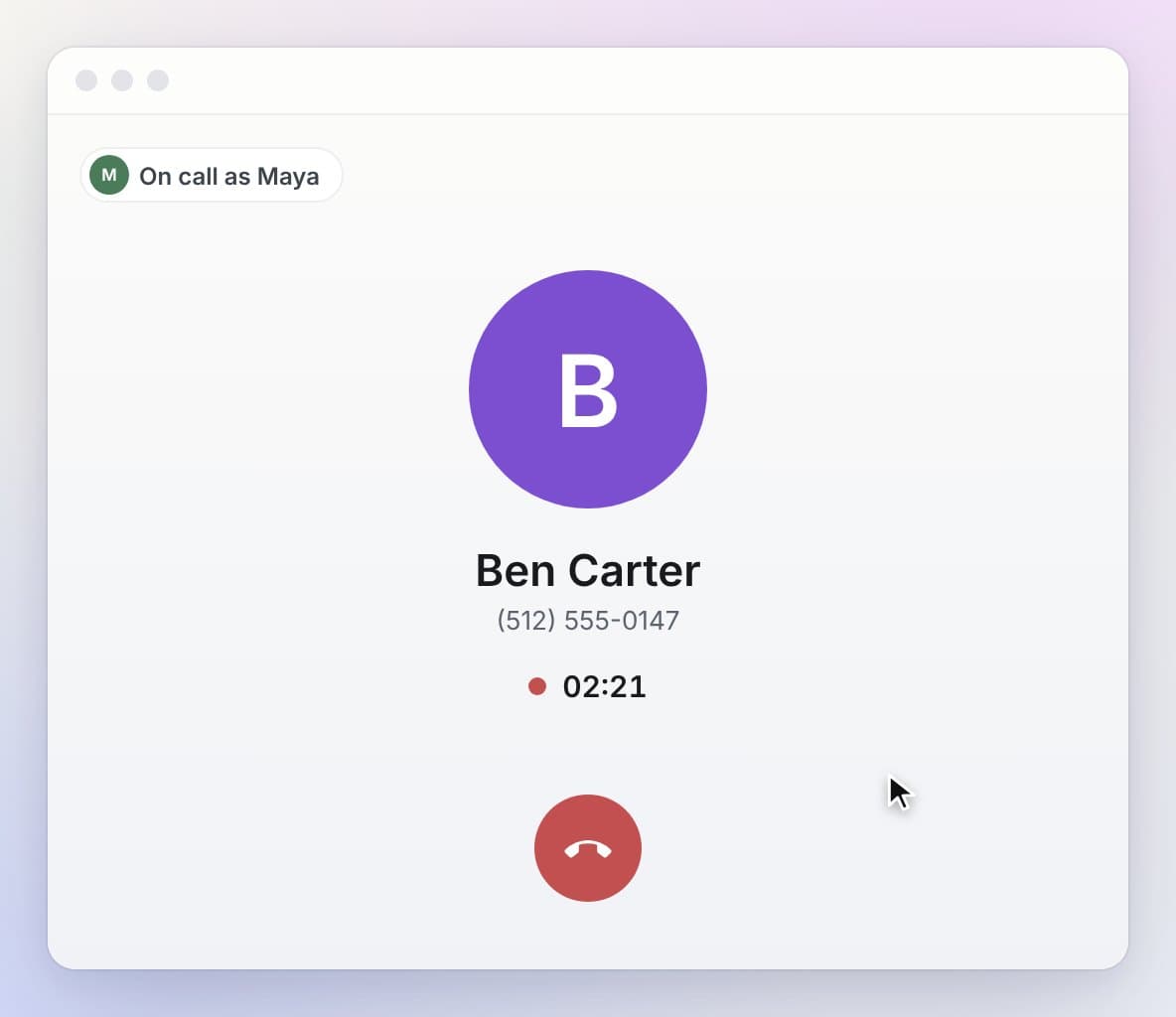 A finished call with its summary, transcript and recording