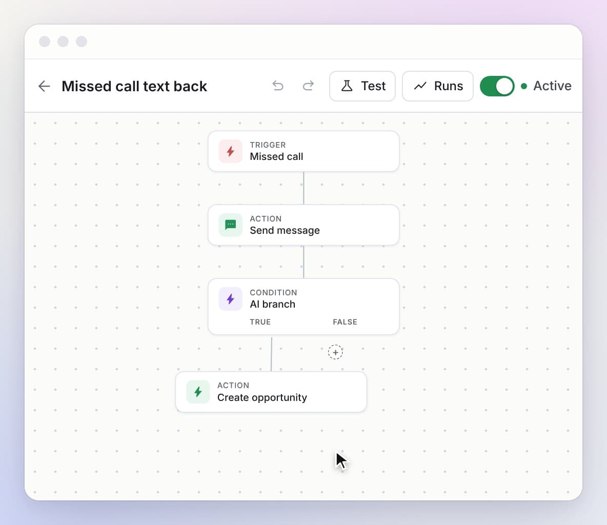 Testing a workflow and watching the run pass each step