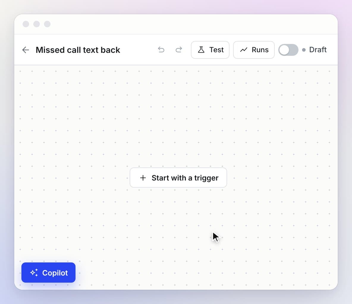 Choosing Missed call as a workflow trigger