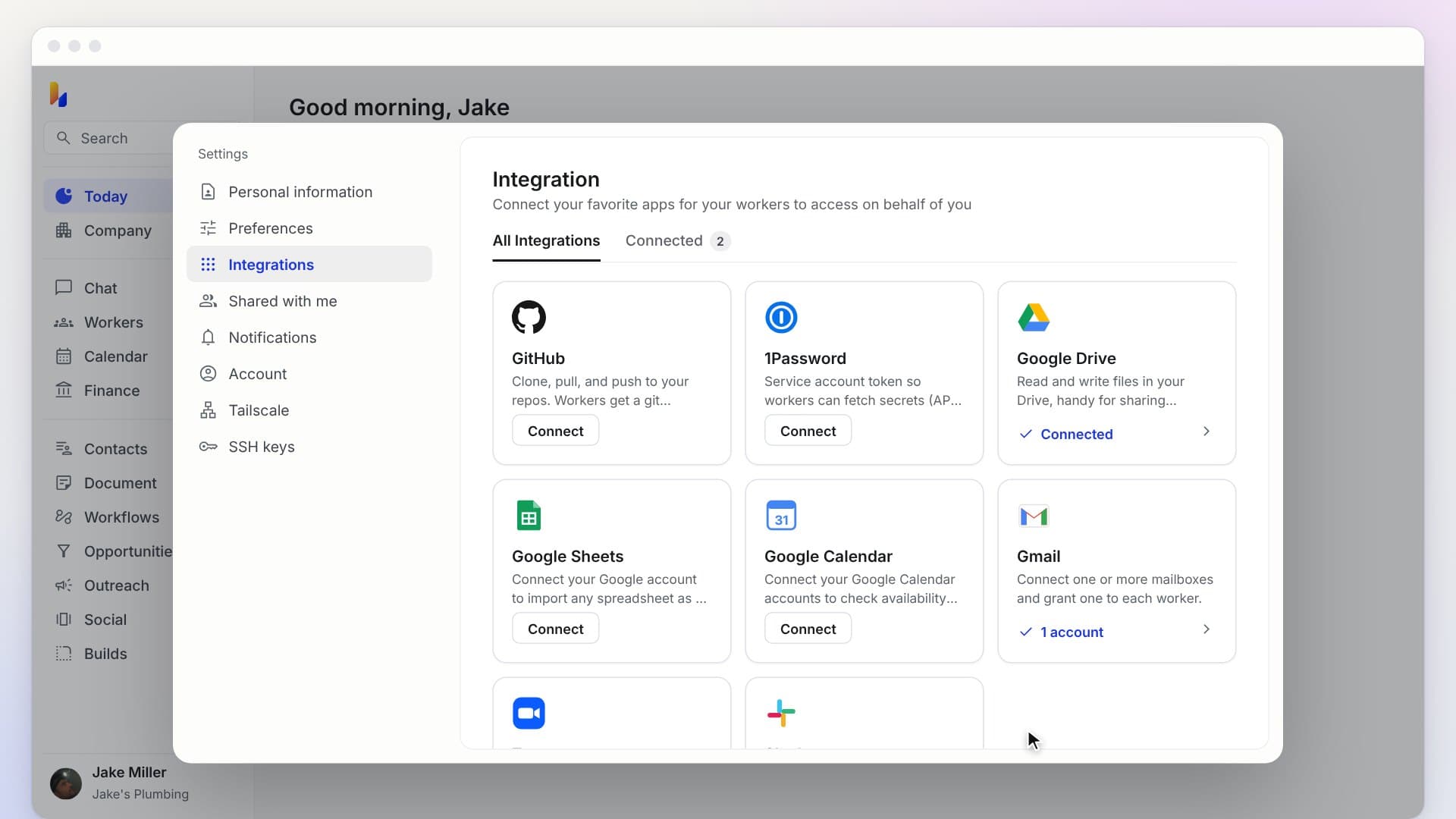Connecting Google Calendar on the hiublue integrations page